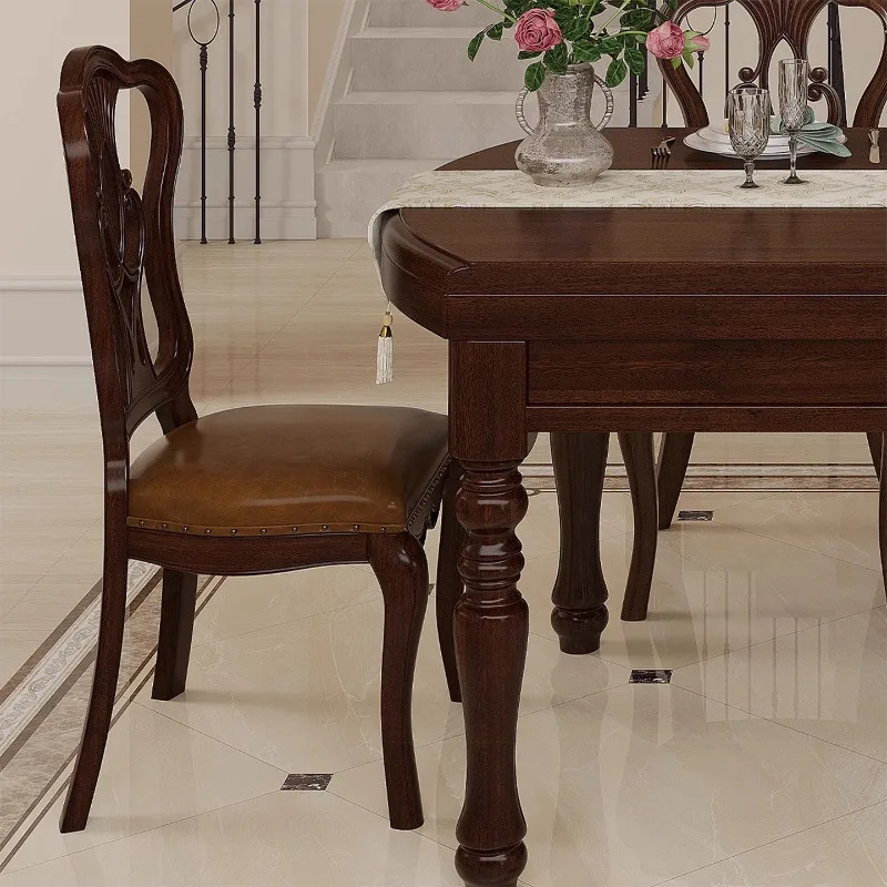 

Retro dining chair for home use, leather seat bag back chair, leisure chair