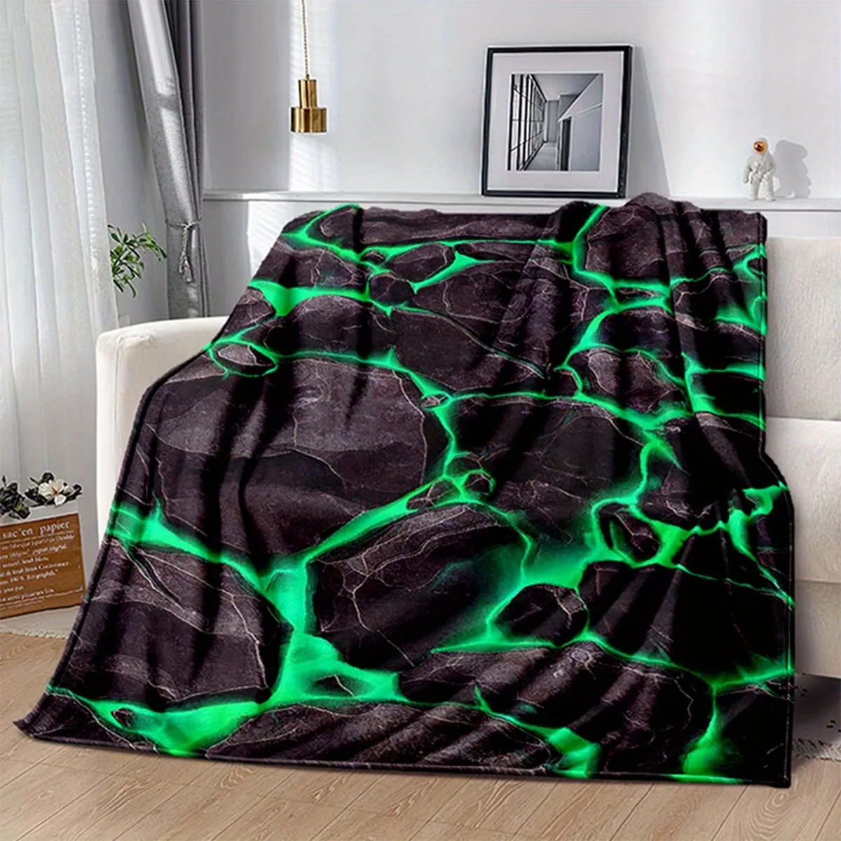 3D hot molten rock digital-printed polyester Bedroom velvet flannel cover blanket Fleece soft sofa cover blankets for beds