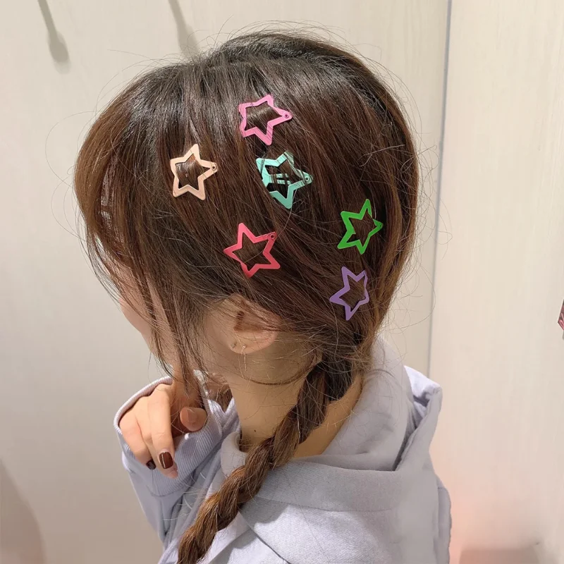 1/20PCS Colorful Star BB Hairclips Y2K Girls Star Barrettes Metal Snap Clips Hairpins Women Headdress Hair Jewelry Accessories