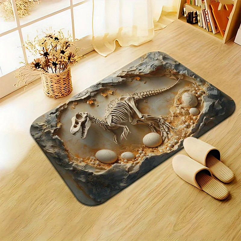 ممسحة ثلاثية الأبعاد على شكل ديناصور جوراسيك، سجادة مطبوعة عالية الدقة من الألياف الدقيقة غير قابلة للانزلاق وقابلة للغسل في الغسالة لديكور العطلة متعدد الغرف #4