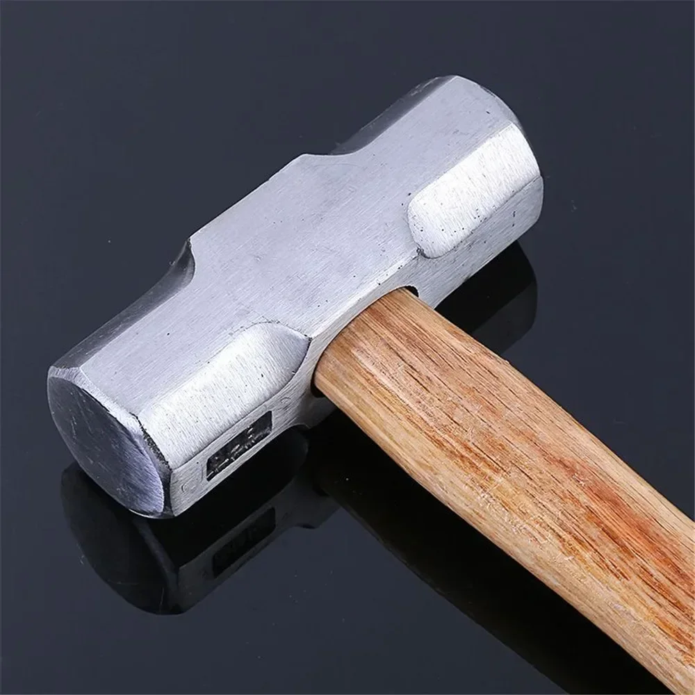 Wooden Handle Sledge Hammer Heavy Duty Square Head Big Masonry Wood Mallet Forged Steel Octagon Nail Hammer 4P 6P 8P