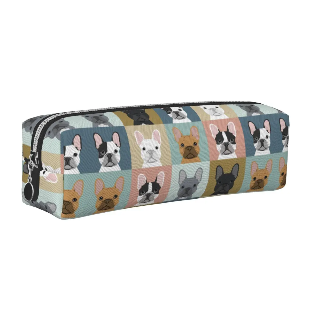 Estojo de lápis para cachorro buldogue francês, caixa de caneta para cães da moda, armazenamento grande para crianças, material escolar, caixa de lápis com zíper