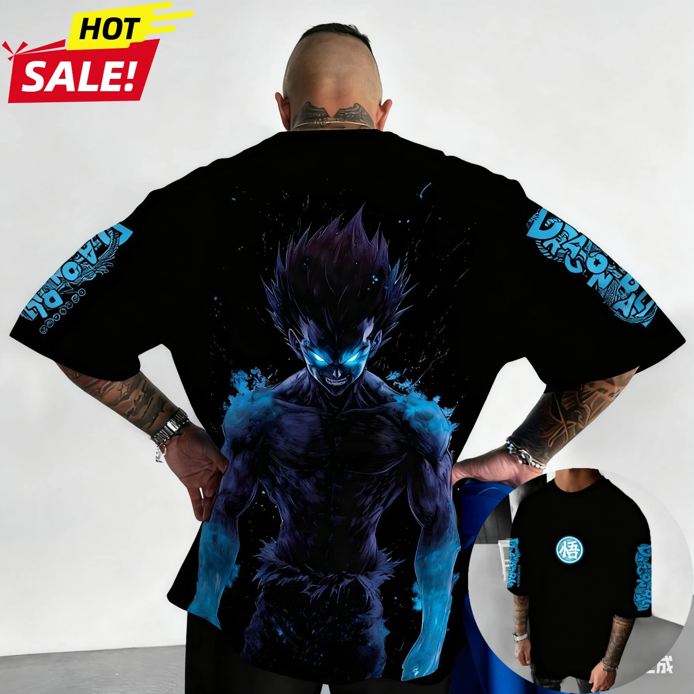 Koszulka męska oversize w stylu Harajuku z motywem anime Dragon Ball Super Saiyan na lato 2025, vintage, streetwear, damska, casualowa, z krótkim rękawem, unisex.