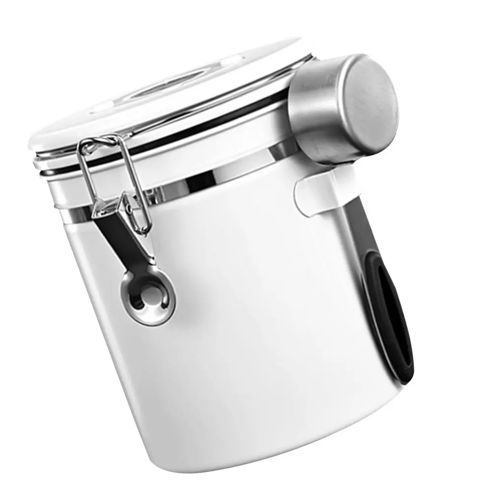 

1Set Stainless Steel Airtight Coffee Bean Jar Tea Canister Sugar Container with One Spoon for Home Kitchen Storage Dried Food