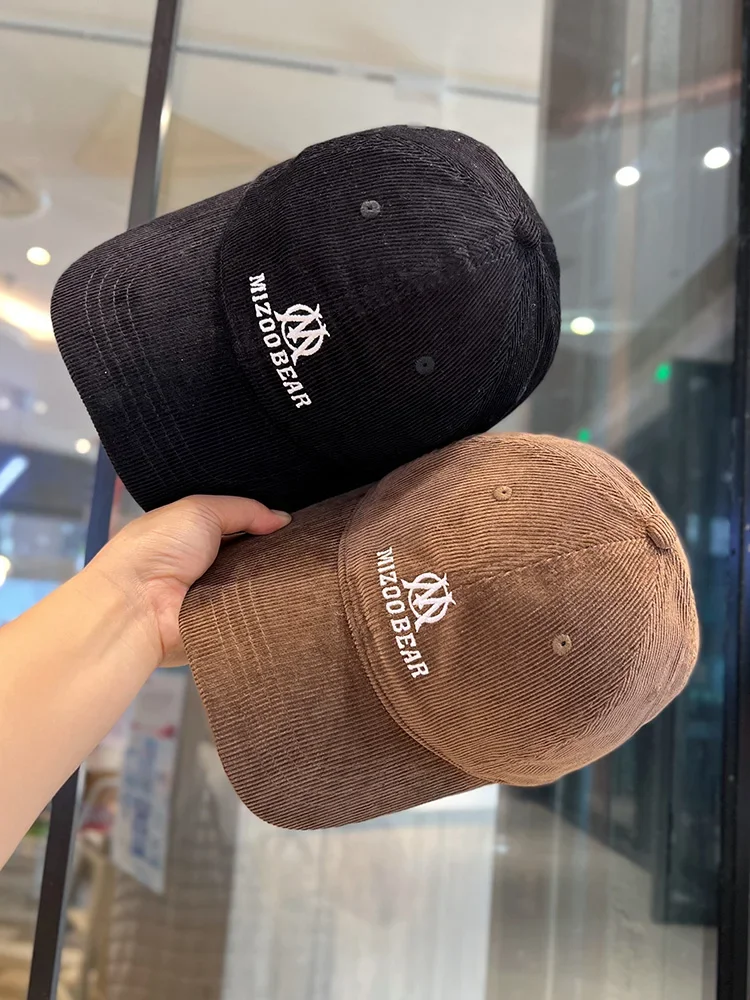 

Embroidery Lettered Casual All-Matching Baseball Cap Men's and Women's Autumn and Winter Corduroy Peaked Cap Wide Brim Soft Top