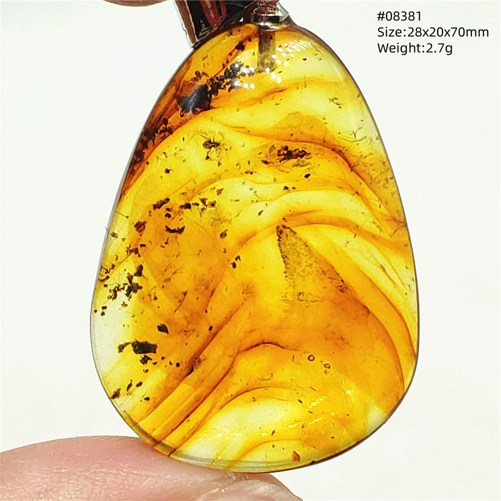 Natural Piebald Amber Pendant Yellow Amber 36x23x14mm Gemstone Pendant Necklace Jewelry AAAAA