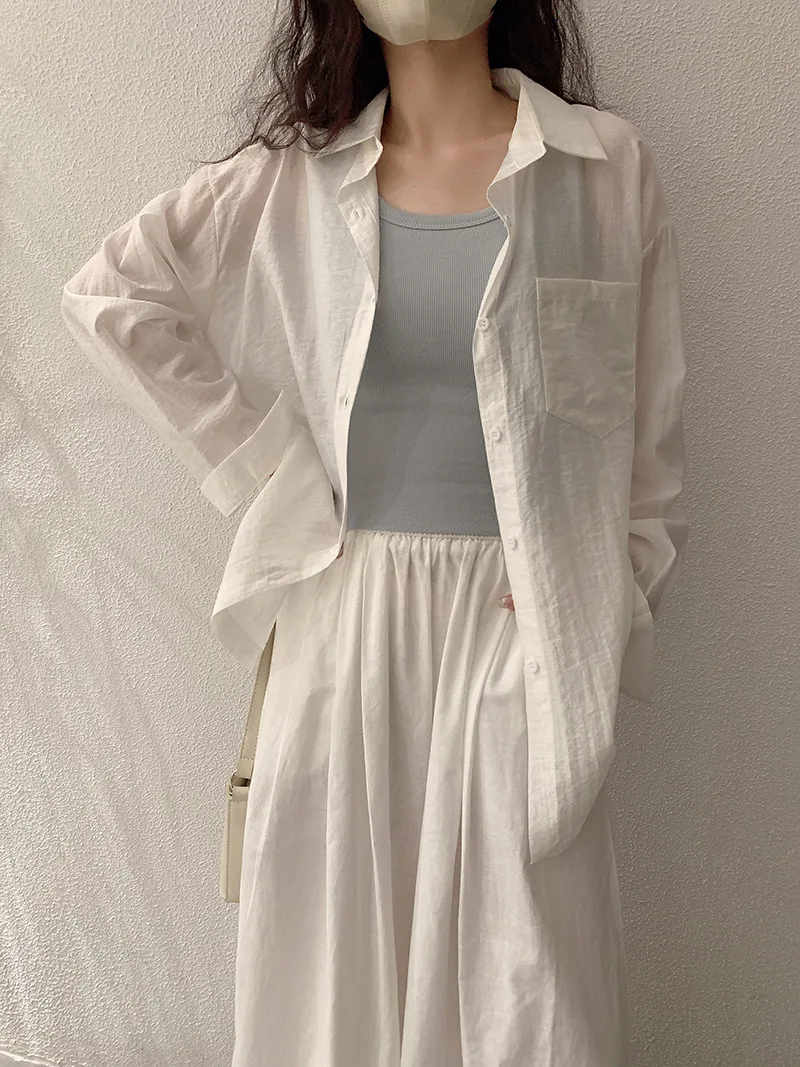 ลําลองแขนยาวครีมกันแดดเสื้อผู้หญิงฤดูใบไม้ผลิ/ฤดูร้อนใหม่ Turn-Down COLLAR SINGLE Breasted กลับโบว์เย็บปักถักร้อยเสื้อบาง