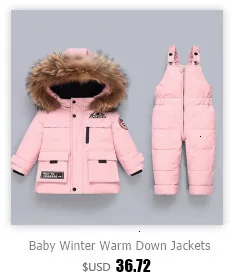 Winter Warm Down Jackets Boys Thicken Jumpsuit Parka Overalls Baby Toddler Girl Clothes Kids Snowsuit Children Clothing Set 2pcs