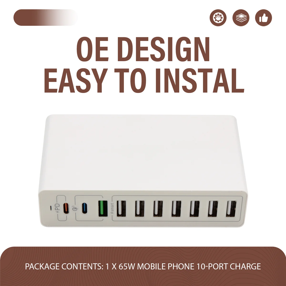 Stasiun Pengisi Daya USB SUPER HOT 65W 10Port Pengisi Daya Cepat USB Desktop Colokan EU