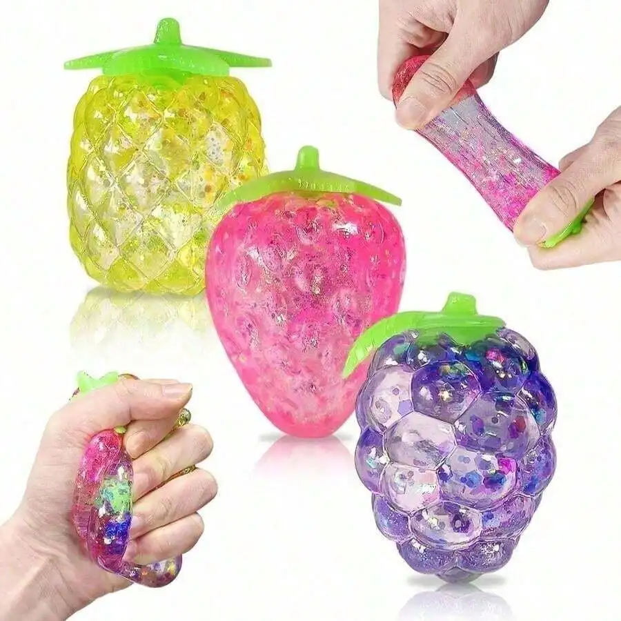 

1/2/3pcs Squeeze Stress Relief Ball, Flashing Fruit Shaped Sensory Toy, Stretch Squeeze Ball, Relieve Stress & Anxiety