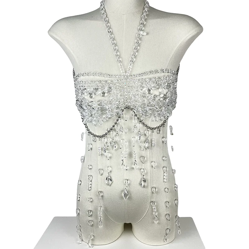 

Sexy Exotic Beaded Tank Top For Women Summer Handmade Fringe Body Chain Bohemian Beach Resort Music Festival Party Wear