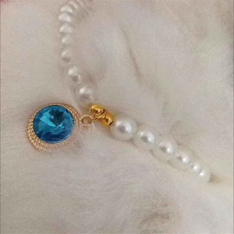 

Pet Pearl Collar Dog Princess Diamonds Necklace Cat Jewelry Cute Collar Puppy Accessories Dog Chain Chihuahua Wedding Jewelry