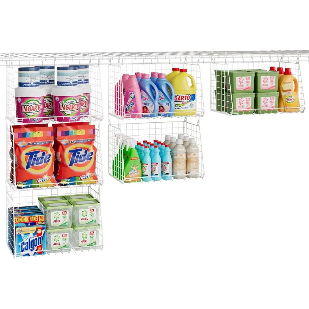 

Большая подвесная корзина для белья из 3 штук: проволочные полки или организация прачечной с помощью 360° ° Вращающиеся крючки старой экономии места