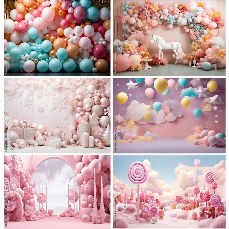 خلفيات تصوير فوتوغرافي لأرض وحيد القرن ، مثالية لعيد ميلاد الطفل ، وقلعة الأميرة ، وموضوع تحطيم الكعكة ، يأسر لحظاتك