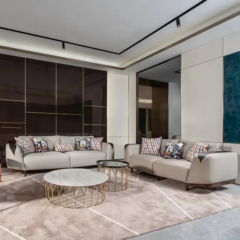 Living Room Fabric Sectional Sofa Modern High-end Cream Small Apartment Basement Sofa