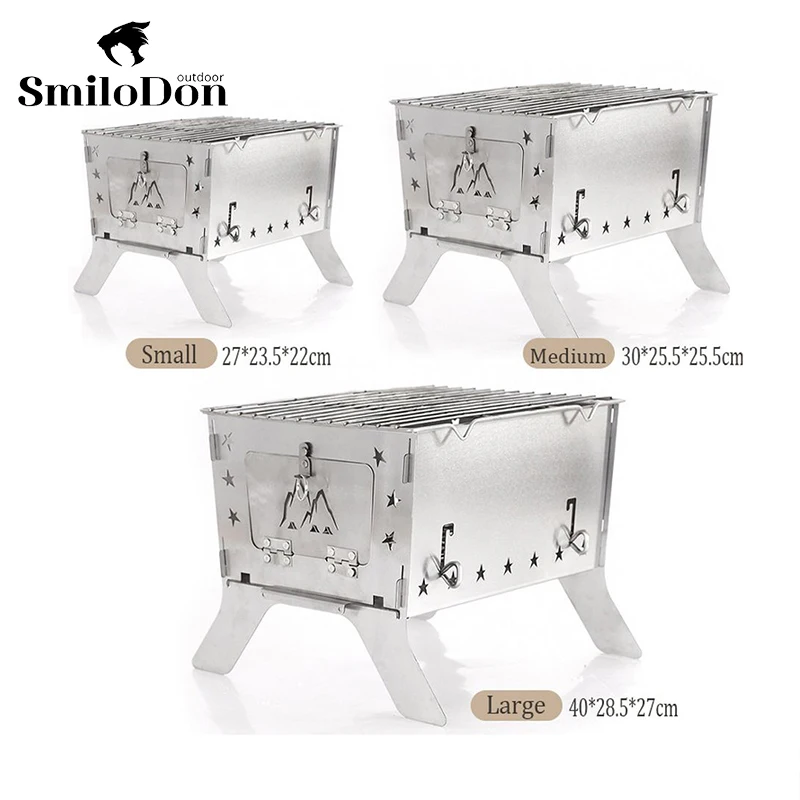 Smilodon-Portable Camping BBQ Bonfire Stove Folding Brazier Wood Stove Burner Outdoor Charcoal Heater Furnace Campfire Pit