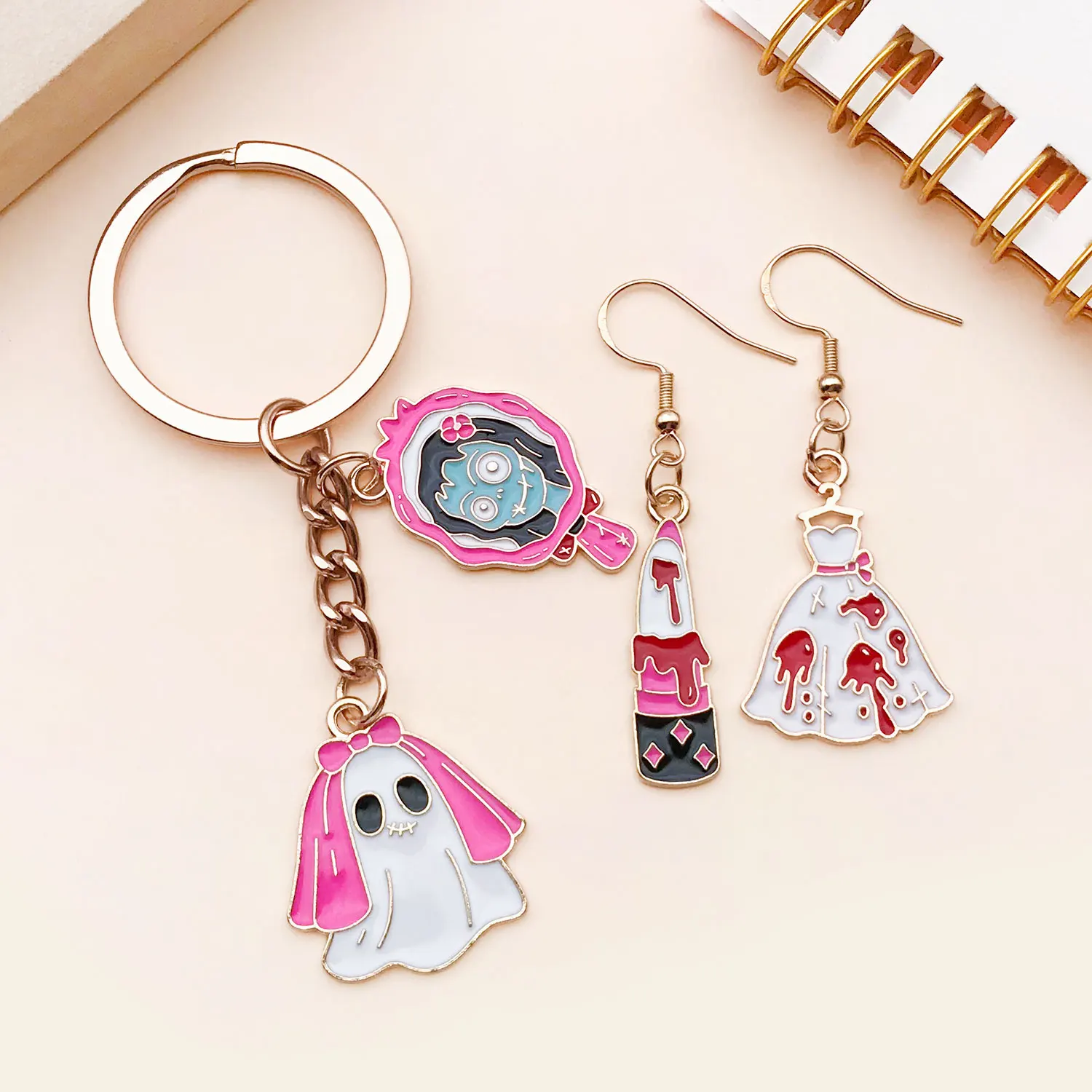 10pcs Creative Cute Ghost Enamel Charms for DIY Jewelry