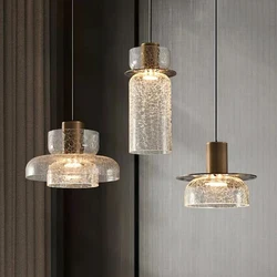 Creative Cracked Glass LED Pendant Light Gold Metal Clear Amber For Dining Room Bedroom Bar Shop Crod Adjustable