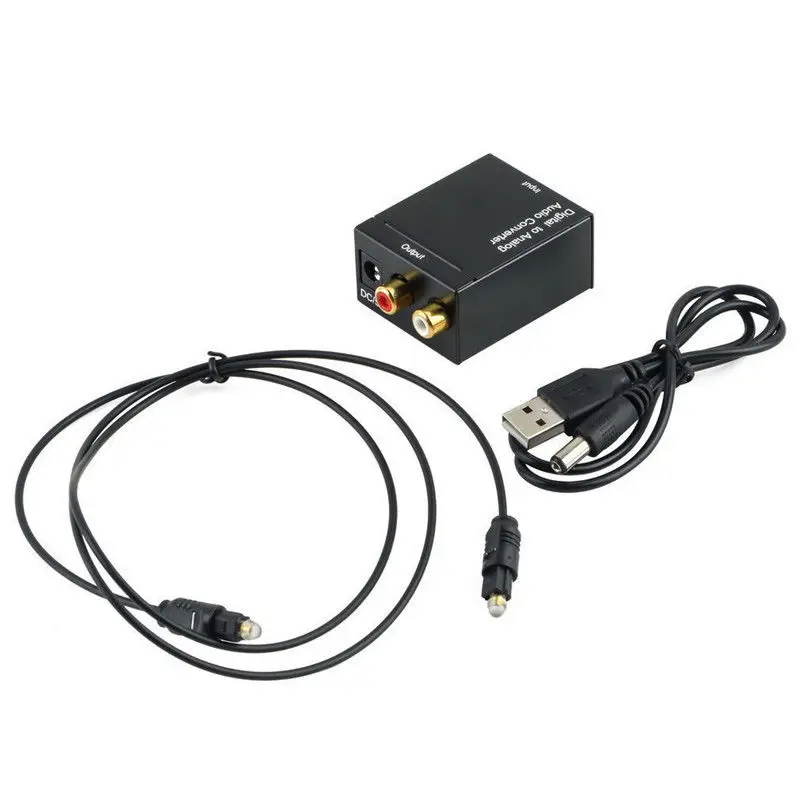 Digital Optical Toslink SPDIF Coax to Analog RCA Audio Converter Adapter with Fiber Cable NND