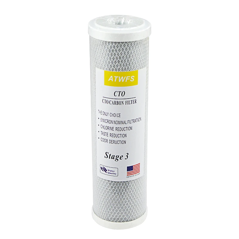 ATWFS Water Filter Cartridge 2pcs 5Micron PPF Cotton+ 2pcs 1Micron PPF Cotton+ 2 pcs Activated Carbon Reverse Osmosis System