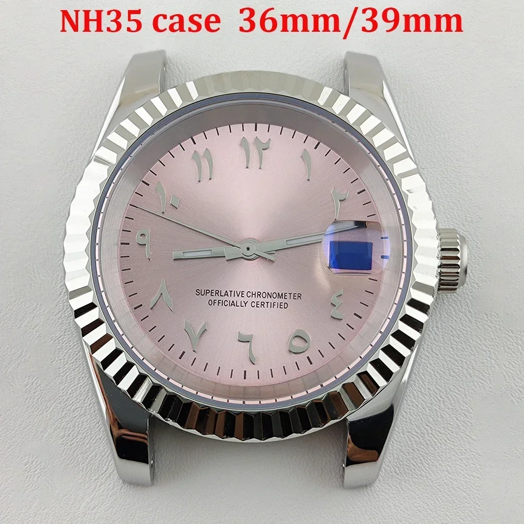 36mm 39mm NH35 Case Ice Blue Arabic  Dial Sapphire Glass Stainless Steel Transparent Case Back for Datejust  NH36 Movement