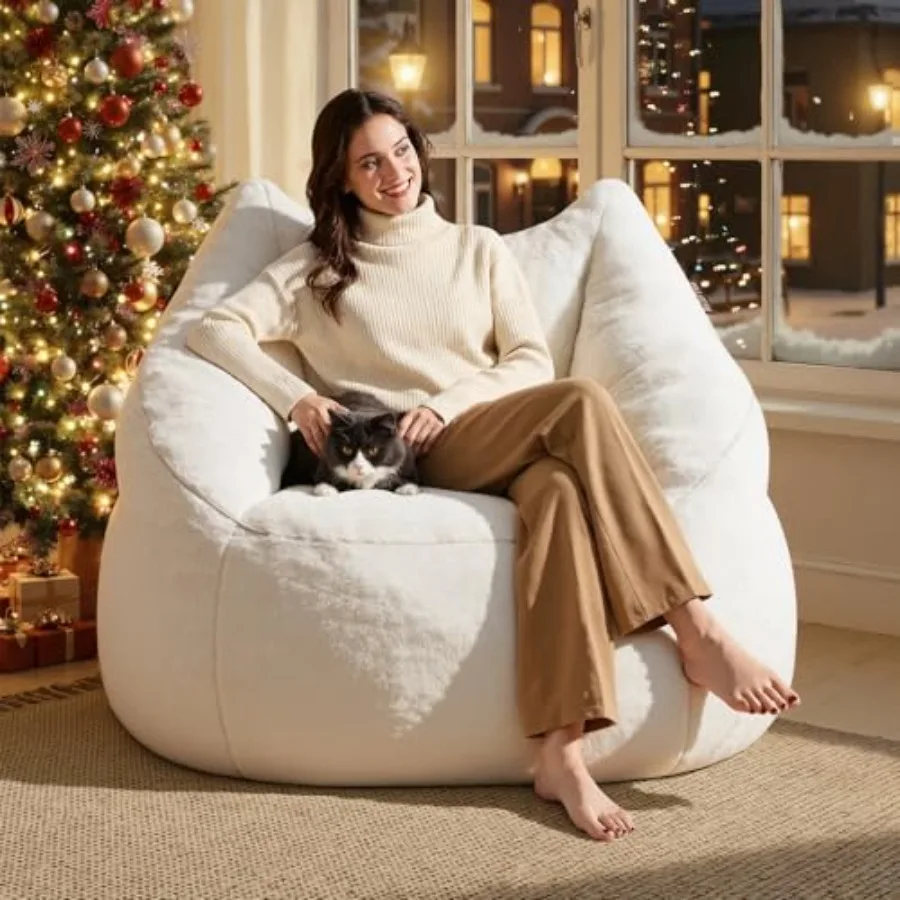 Cafy Bean Bag Chair for AdultsDeep Seating Adult Bean Bag Chair with Armrests Plush Memory Foam Filling Aesthetics Comfy Readin