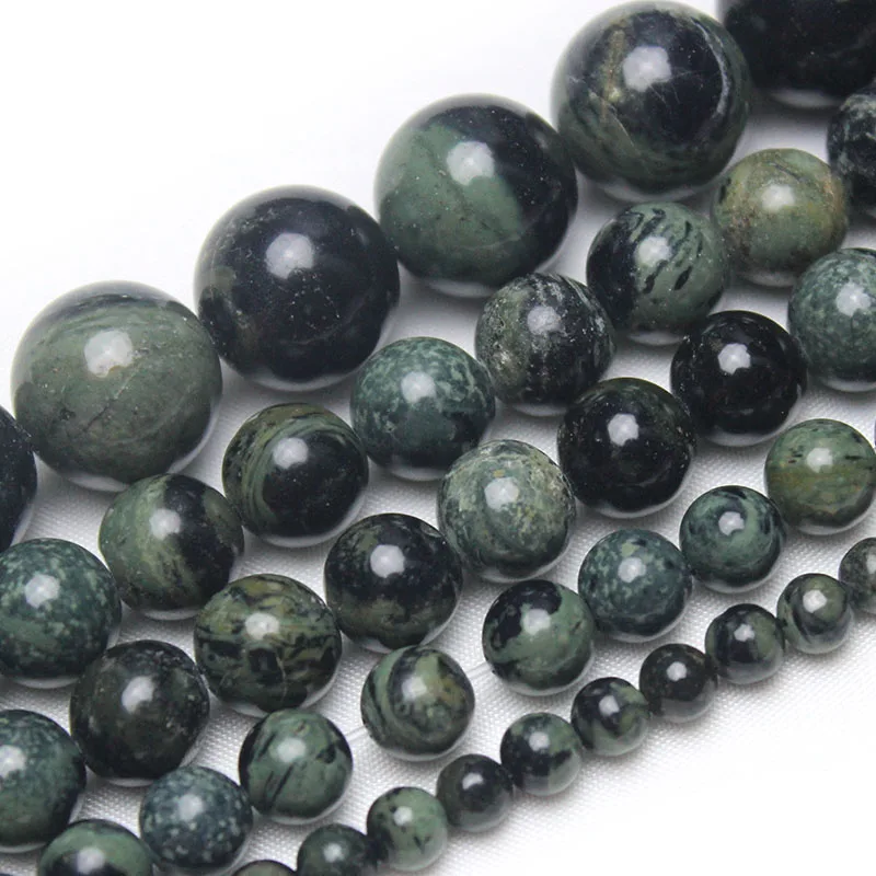 

Natural Green Kambaba Jaspers Stone Round Loose Beads 6 8 10 12mm for Jewelry Making Diy Bracelet Necklace Handmade 15''