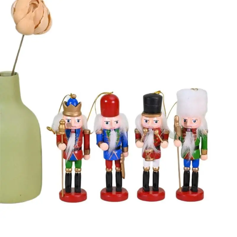 1/4 قطعة الشكل الجندي شجرة عيد الميلاد قلادة صغيرة كسارة البندق الخشبية زخرفة طاولة مكتبية عيد الميلاد ديكور التماثيل هدايا لصديق #5