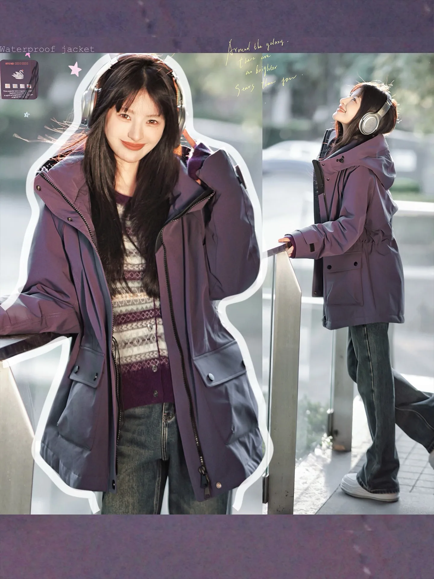 

Женская куртка с высокой теплоизоляцией из гусиного пуха, с капюшоном, регулируемой талией, водонепроницаемой молнией, длинными рукавами, стандартной длины