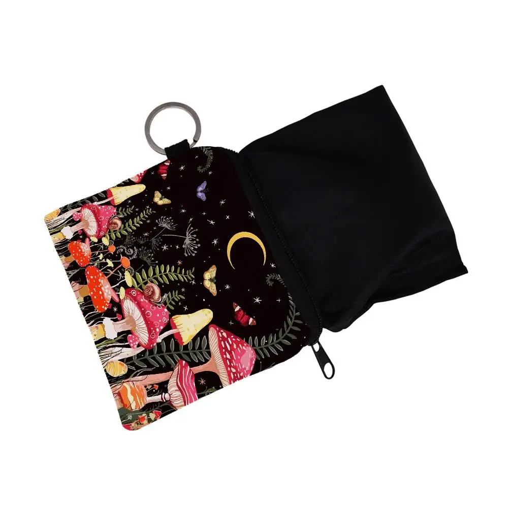 

Portable Mushroom Print Cosmetic Bag Large Capacity Polyester Coin Purse Zipper Key Card Holder