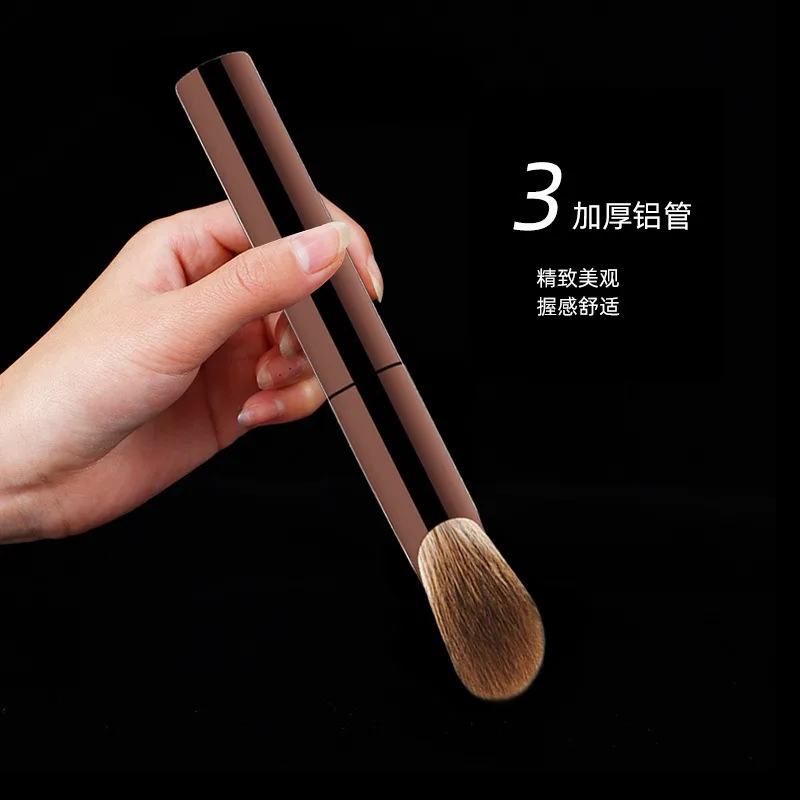 1pc Hourglass Fox hair Diagonal Blush brush Makeup Soft Professional Powder Contour Make Up Brush Metal Handle cosmetic tools