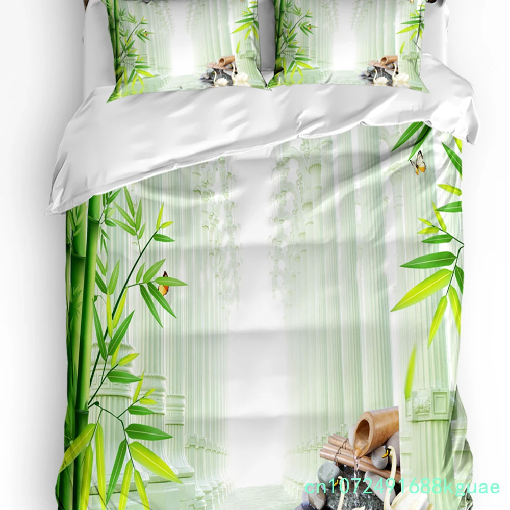 Bamboo Retro Shabby Plant Duvet Cover Bed Bedding Set Double Home Textile Quilt Cover Pillowcases Bedroom Bedding Set No Sheet