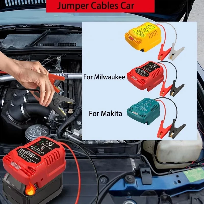 Jumper Cables Auto Tools for Dewalt/Makita/Milwaukee/EINHELL 18V Li-ion Battery Starter Adapter Car Booster Cable Accessories