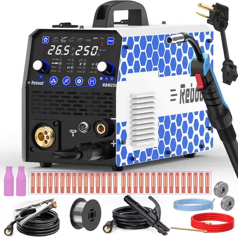 Reboot 250Amp MIG Welder 120V/240V RBM2500 PRO, 8-in-1 Dual Aluminum Modes, Gas/Gasless MIG/Lift TIG/Stick/Spool Gun