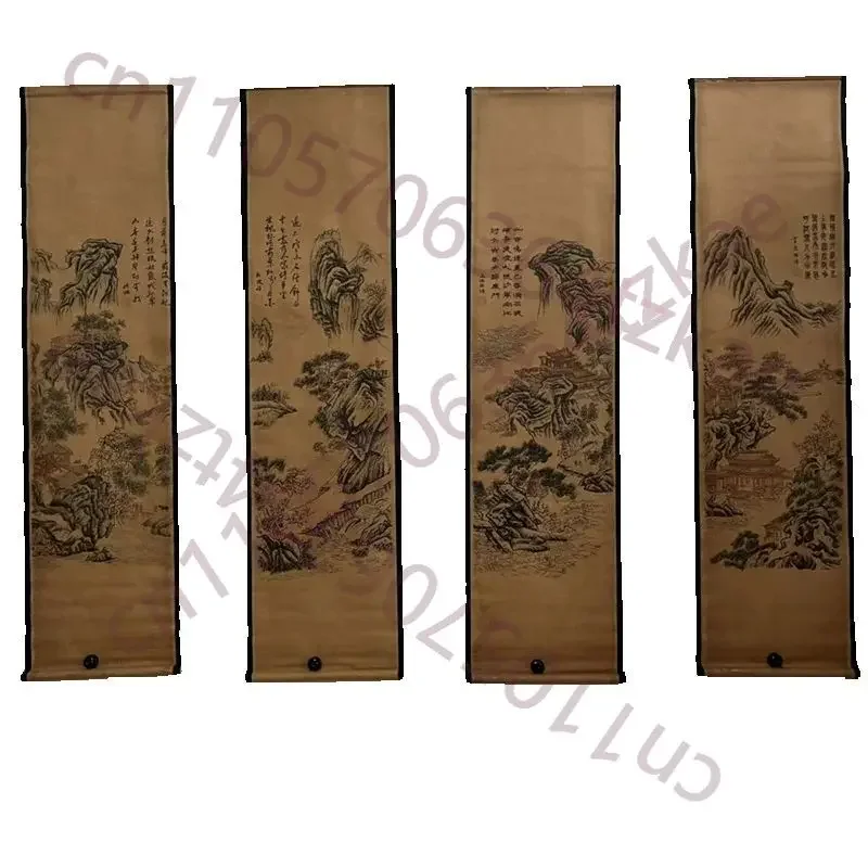 Chinese Ancient Paper Calligraphy Paintings Scrolls, Poems Famous Calligraphy landscape artists Four Map Art Decorative