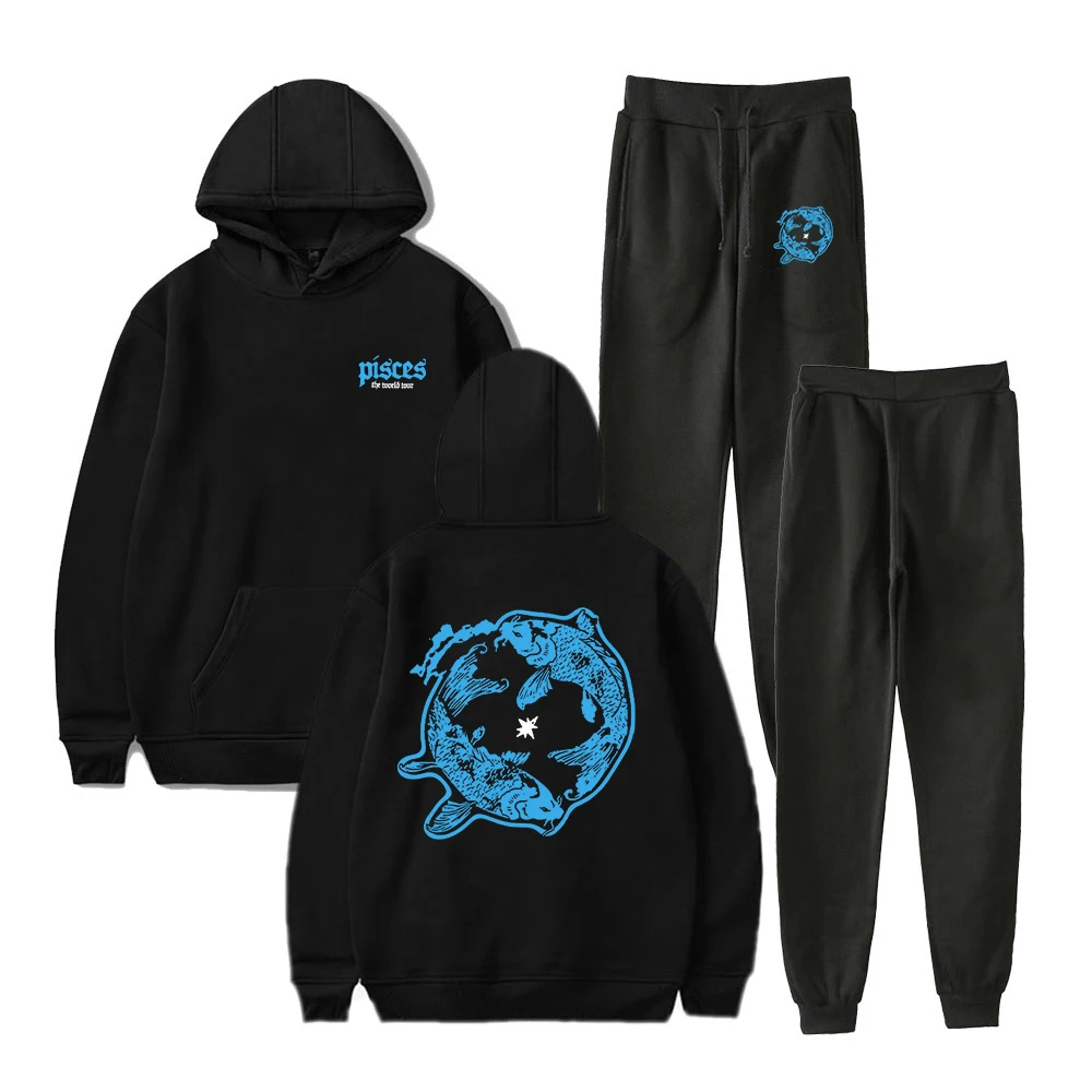 Conjunto de moletom e calça jogger James Arthur Pisces, conjunto de duas peças, moletom + calça de moletom, conjuntos de roupas femininas e masculinas