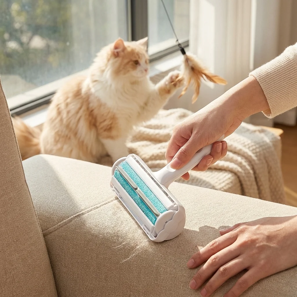 Pet Roller Hair Remover, Cat Dog Floating Hair Remover, Cat Hair Sticky Roller Comb, One-Click Hair Release Grooming Tool