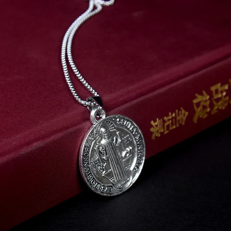 Catholic Saint Benedict Medallion Pendant Necklace Stainles Steel San Benito Collares Choker Necklaces Creativity Gift Wholesale