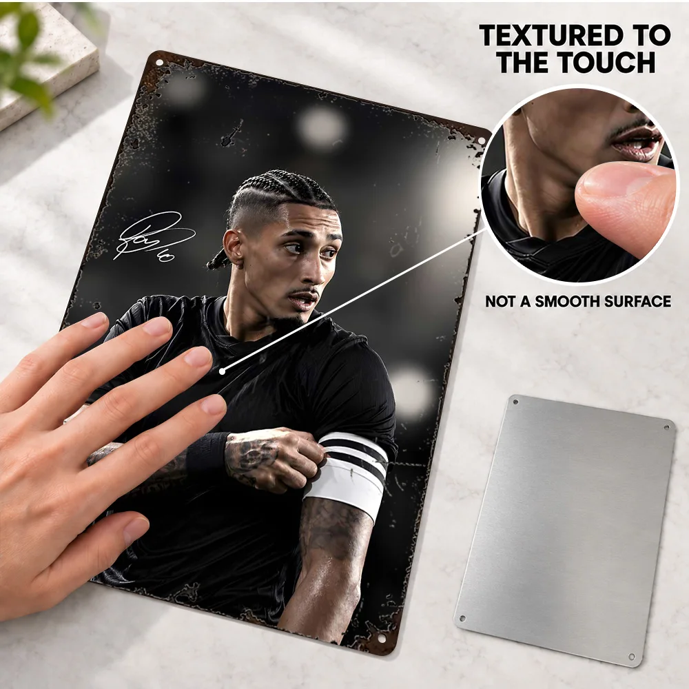 Raphinha Soccer Player Printed Poster Personalized Aluminum Metal Sign Black And White Photography Wall Art For Sports Lounge