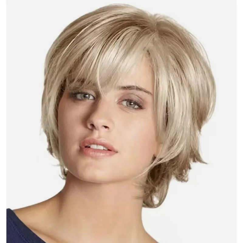 

Короткие светлые смешанные коричневые парики для женщин, натуральные пушистые синтетические