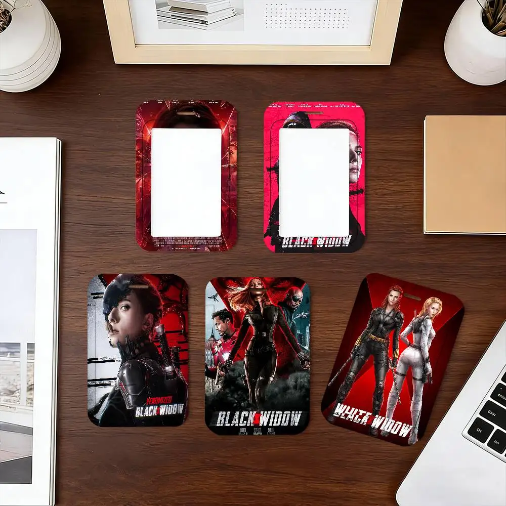 B-Black W-Widow Movie Lanyard Card Holders Student ID Card Holders Neckband Card Holders Access Control Accessories Gifts