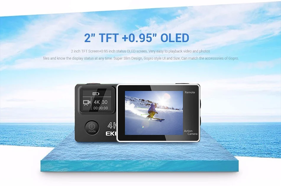 4K/30fps Ambarella A12ชิป EIS 30M กันน้ำ EKEN H6S แอ็กชันกีฬากล้อง4K