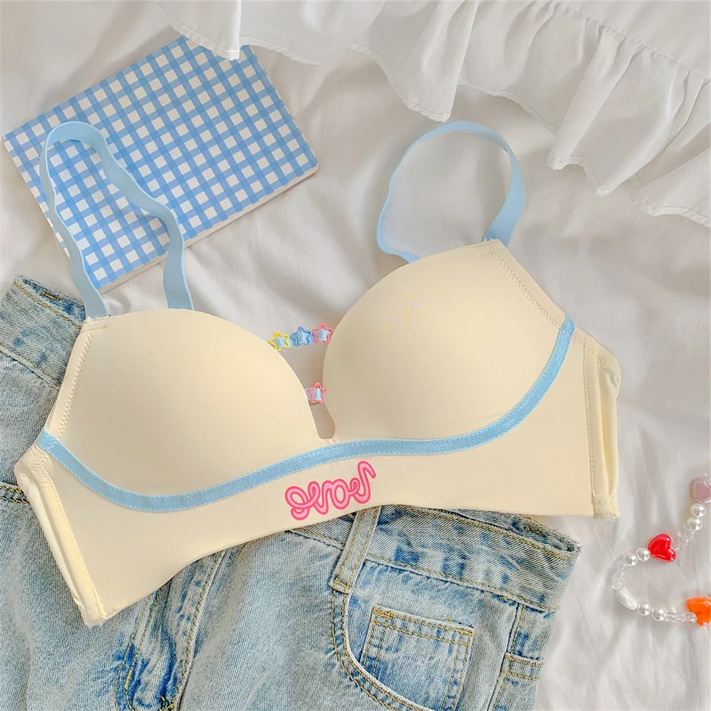 Sweet Underwear Women Hollow Sexy Breathable Mid-waist Push Up Bra Lingerie Set