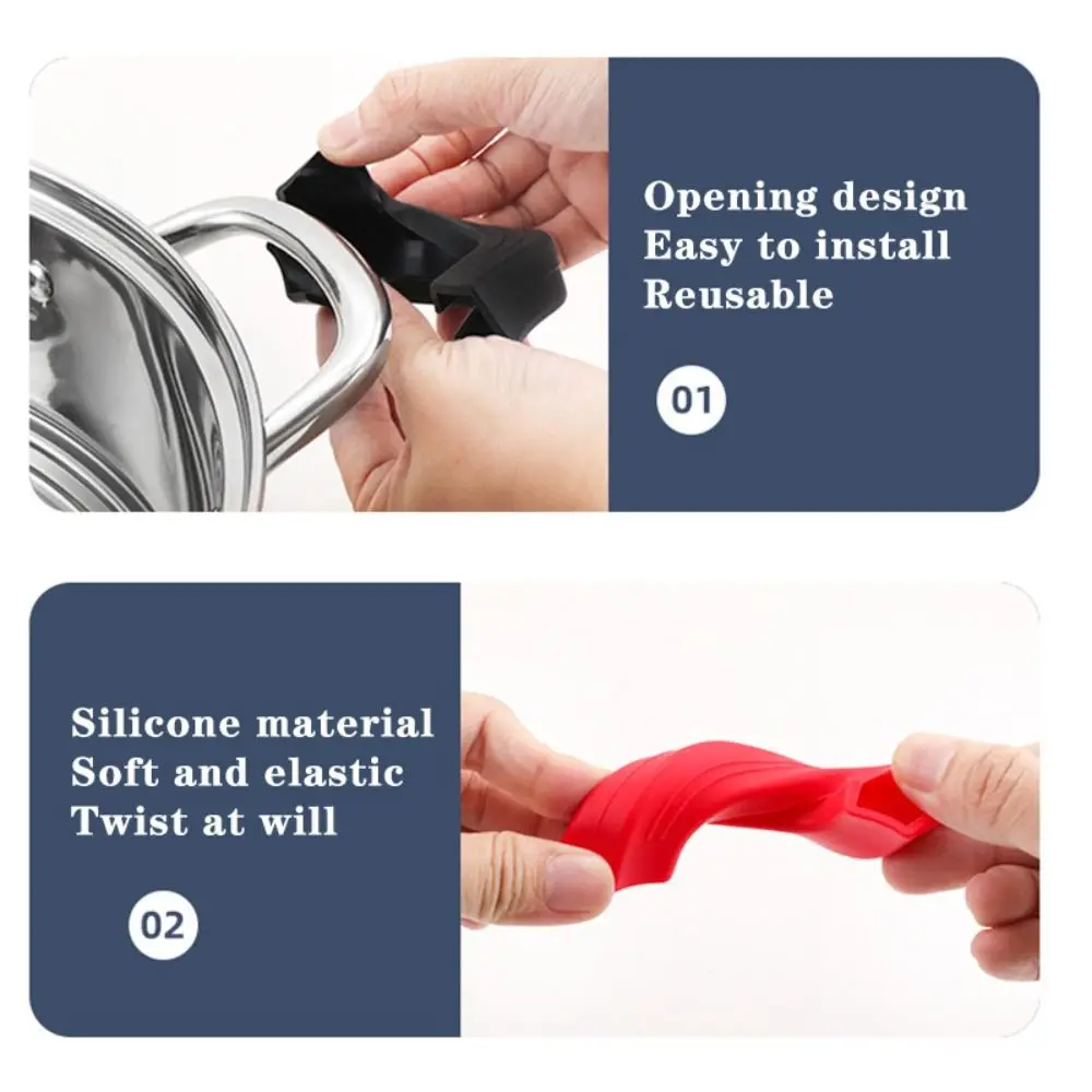 2pcs Portable Silicone Pot Handle Cover Anti-Scald Non-Slip Pot Handle Grip Cover Pot Handle Sleeve Frying Cast Iron Skillet Pan