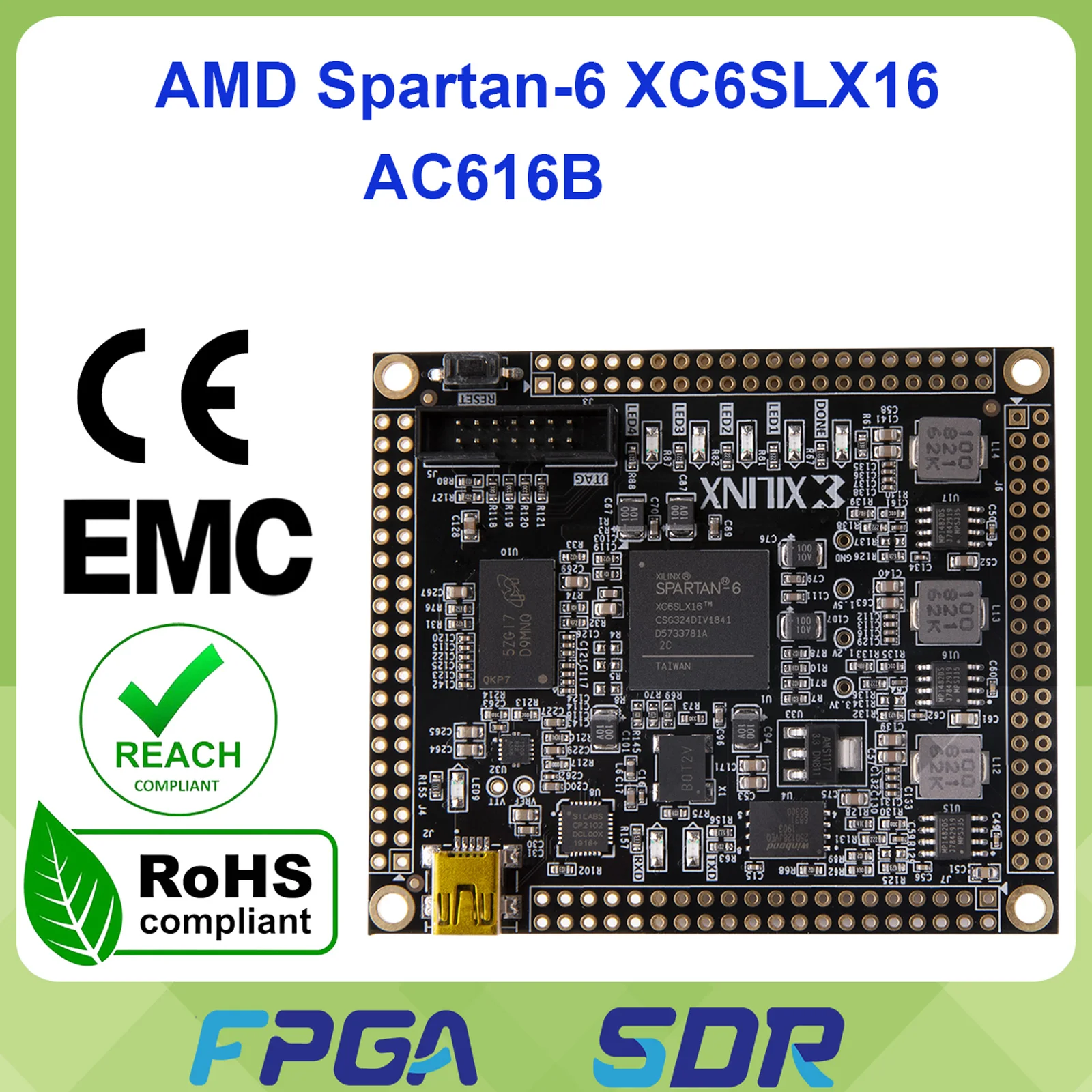ALINX AC616B AMD Xilinx Spartan-6 XC6SLX16 FPGA System On Module AC616