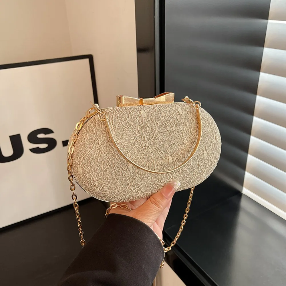 

Bowknot Bow Evening Banquet Bag Large Capacity Glitter Ladies Clutch Bag Phone Pouch Make Up Storage Chain Crossbody Bag Women