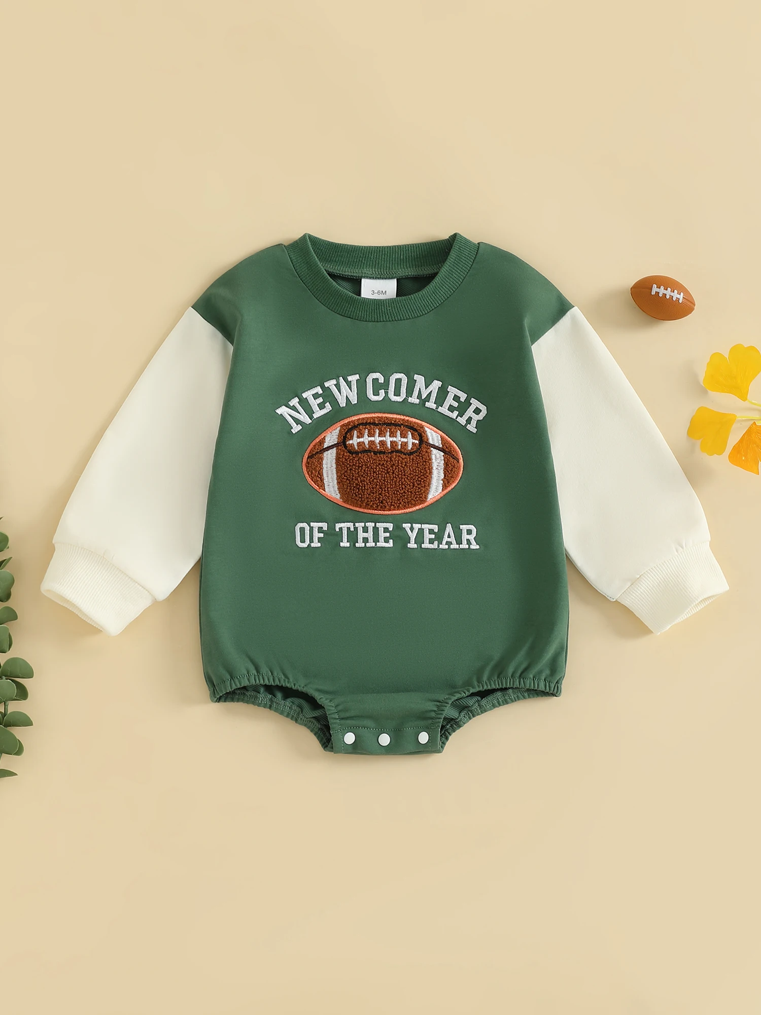 

Осенний комбинезон унисекс для малышей, футбольная команда, логотип, аппликация, наряд с круглым вырезом и рукавами