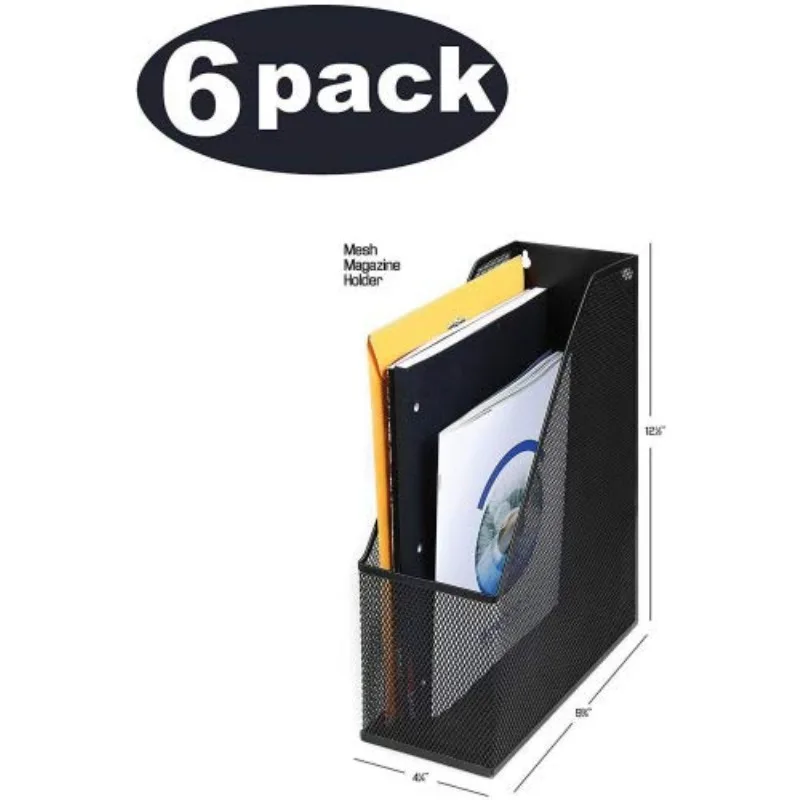 Mesh Steel Deluxe Magazine Rack, Extra Wide Magazine File Holder 2259-6 (6, Black), Customized