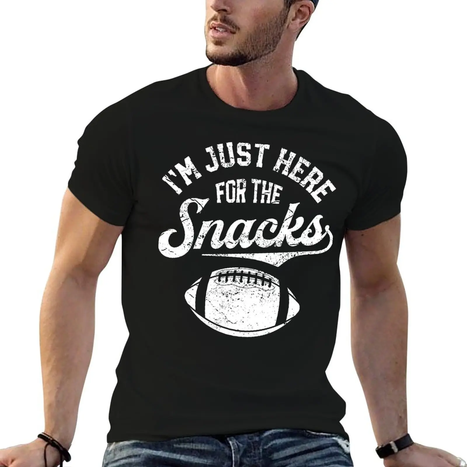 Camiseta de fútbol con la frase "Im Just Here For The Snacks" para hombres, mujeres, niños y niñas, regalo para amantes del fútbol