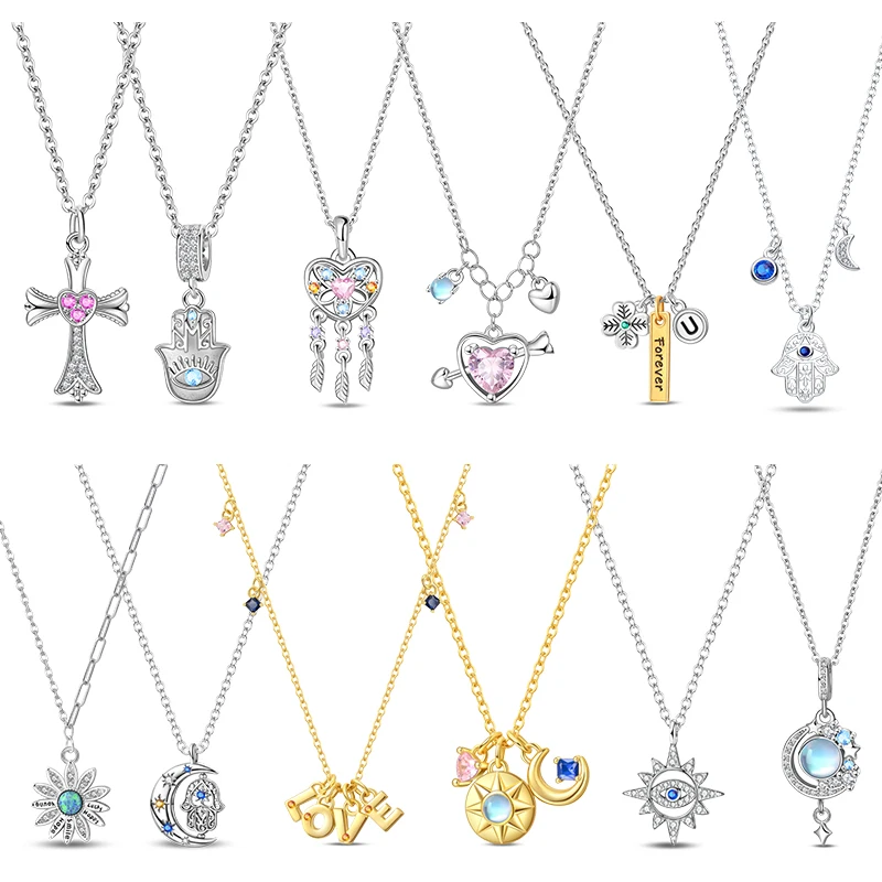 Collar de plata de ley 925 con cruz de luz de luna, collar atrapasueños para mujer, regalos de joyería de aniversario de cumpleaños a la moda